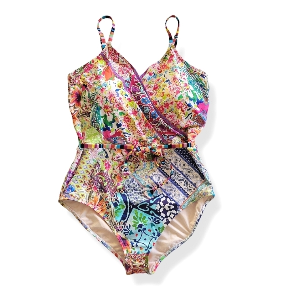 JOHNNY WAS Locita Wrap One Piece Plus Size 3x